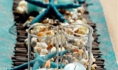 Διακόσμηση τραπεζιού με βότσαλα από την παραλία σε λευκό και τυρκουάζ!!