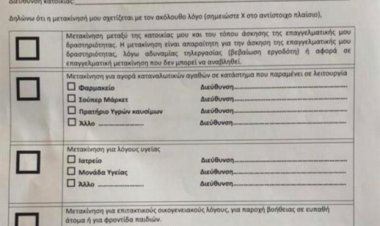 Coronavirus : Απαγόρευση κυκλοφορίας - Αυτό είναι το έντυπο για τις μετακινήσεις των πολιτών