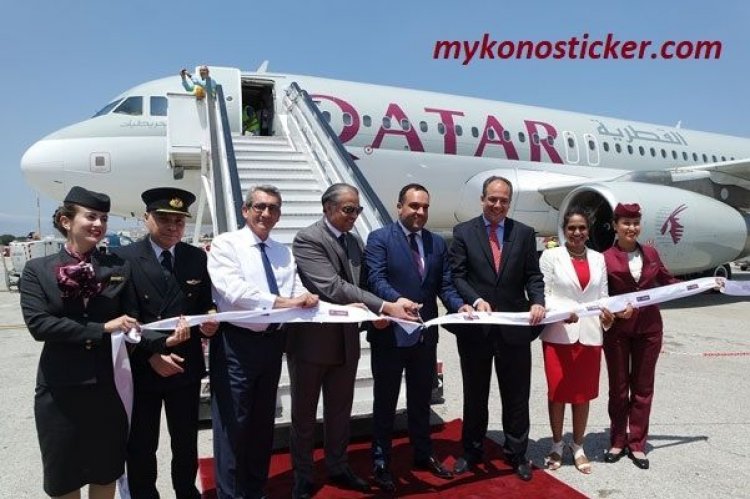 Το πρώτο αεροσκάφος της Qatar Airways  προσγειώθηκε στο Αεροδρόμιο της Μυκόνου [Videos]