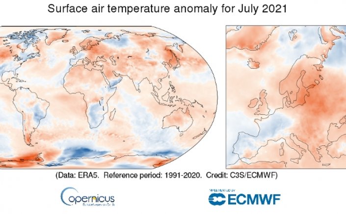 Copernicus ECMWF: Ο περασμένος μήνας ήταν ο τρίτος πιο καυτός Ιούλιος στον κόσμο που έχει καταγραφεί ποτέ