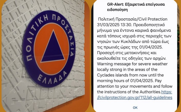 Heavy Rain & Storms: Μήνυμα από το 112 για έντονα καιρικά φαινόμενα στην Μύκονο & τις Κυκλάδες!!