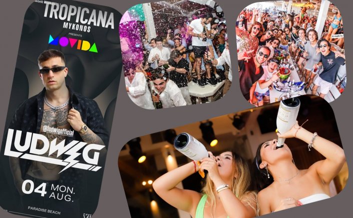 Tropicana Mykonos Party: Ludwig  live at Tropicana, Monday,  4th August, 2025. Are you ready to live the experience? [pics & vids]