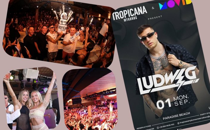 Tropicana Mykonos Party: Ludwig  live at Tropicana, Monday, September 1st, 2025. Are you ready to live the experience? [pics & vids]