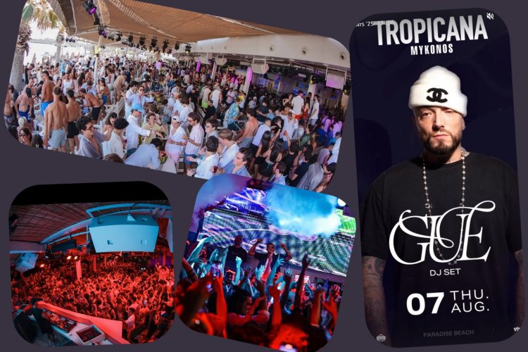 Tropicana Mykonos Party: Guè Dj Set on the decks of Tropicana, from 2 to 7 August 2025. Are you ready to live the experience? [pics & vids]