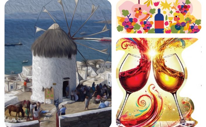 Fête des Vendanges: Ανοιχτή πρόσκληση στην Γιορτή σταφυλιού και τρύγου στον Μύλο του Μπόνη από τους Φίλους του Λαογραφικού Μουσείου Μυκόνου