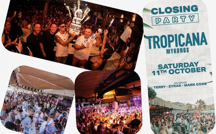 Tropicana Mykonos: Closing Party take place on this Saturday October 11th, 2025  - Do not miss this loaded night of style and fun!