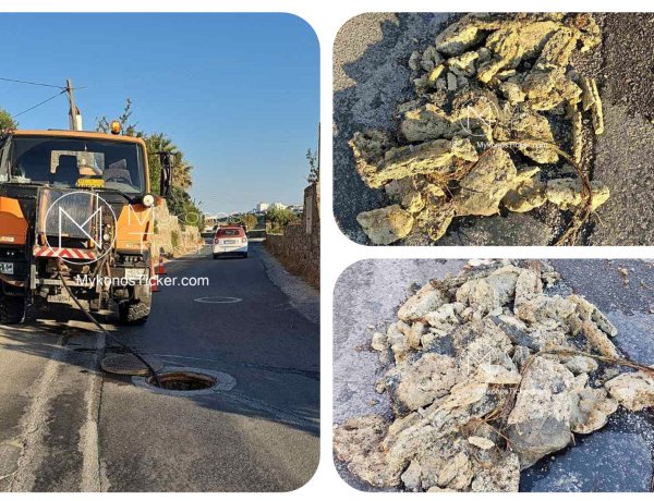 Infrastructure Resilience: Η ΔΕΥΑ Μυκόνου εξυγιαίνει το δίκτυο λυμάτων με προληπτικό καθαρισμό από το στερεοποιημένο λίπος στην Αγία Σοφία